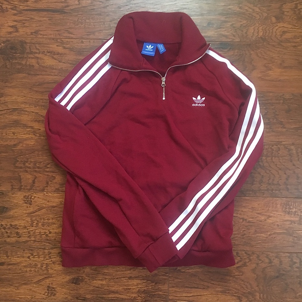 Adidas burgundy quarter zip pullover sweatshirt